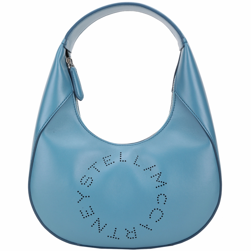 Stella McCartney Hobo 小款 穿孔字母皮革手提/肩背腋下包(蔚藍色)