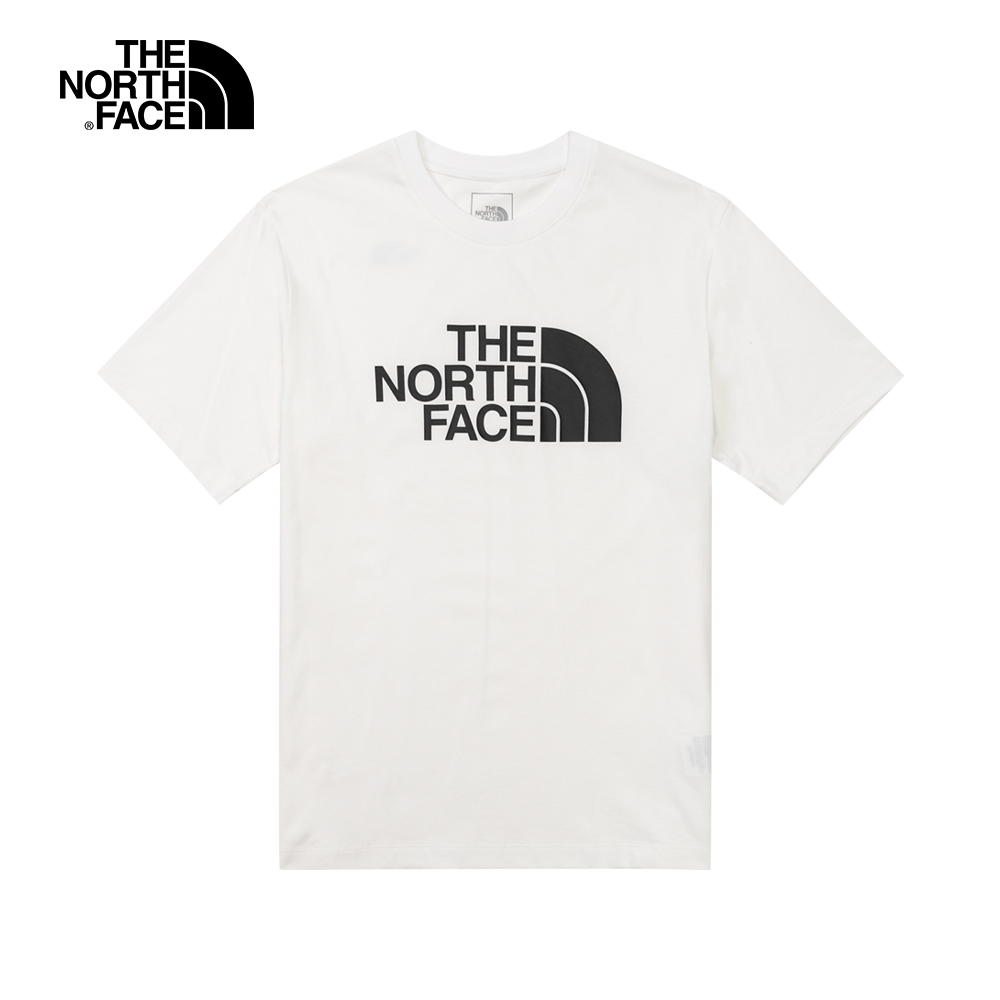 The North Face北面男款白色大尺寸LOGO印花圓領短袖T恤｜7WCIFN4