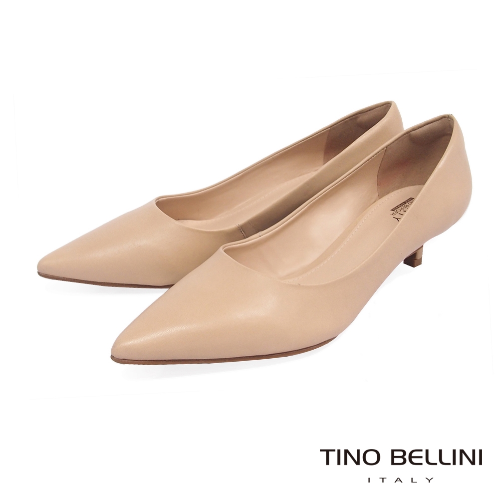 Tino Bellini 巴西進口牛皮尖頭4cm低跟鞋FSCV003A-米