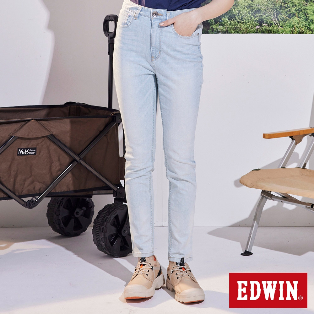 EDWIN 修身顯瘦窄管直筒牛仔褲-女-重漂藍