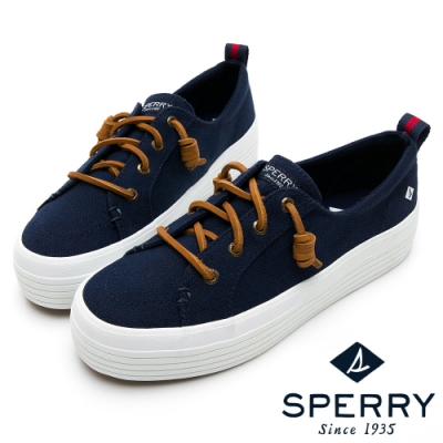 SPERRY 奢華經典厚底帆布休閒鞋(女)-深藍