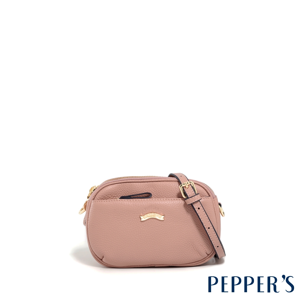PEPPER'S WISH 牛皮夾心斜背包 - 玫瑰粉/咖啡棕/藏藍色/豆綠色/象牙灰