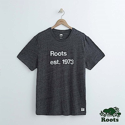 男裝Roots 刺繡短袖T恤-灰