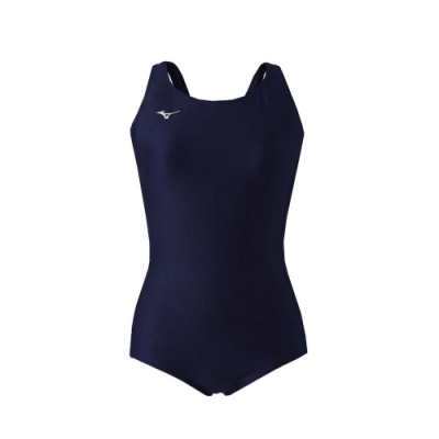 MIZUNO SWIM BASIC女連身泳衣-游泳 戲水 泳裝 美津濃 N2MA9C0114 丈青銀