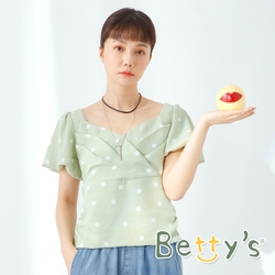 betty’s貝蒂思　短版圓點V領壓飾上衣 (淺綠)