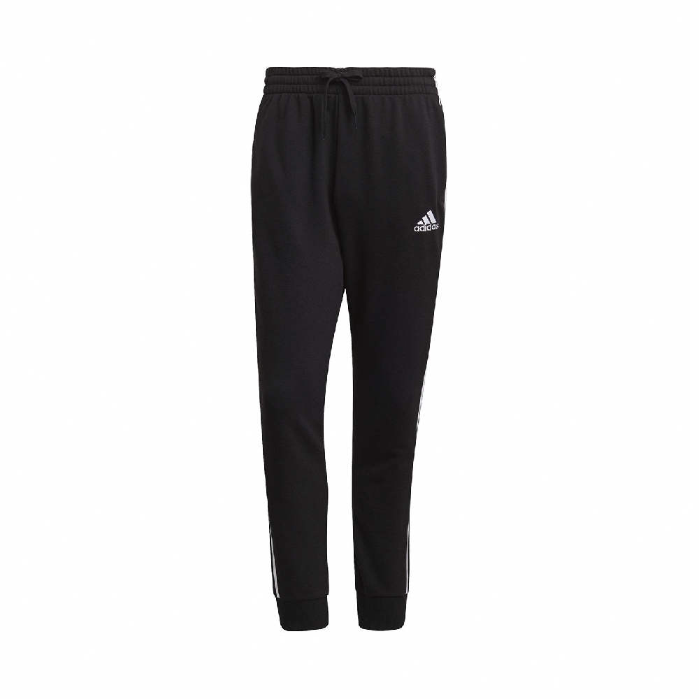 adidas 長褲 3-Stripes Pants 休閒 男款 愛迪達 三線 基本款 毛圈布 鬆緊帶 黑 白 GK8831