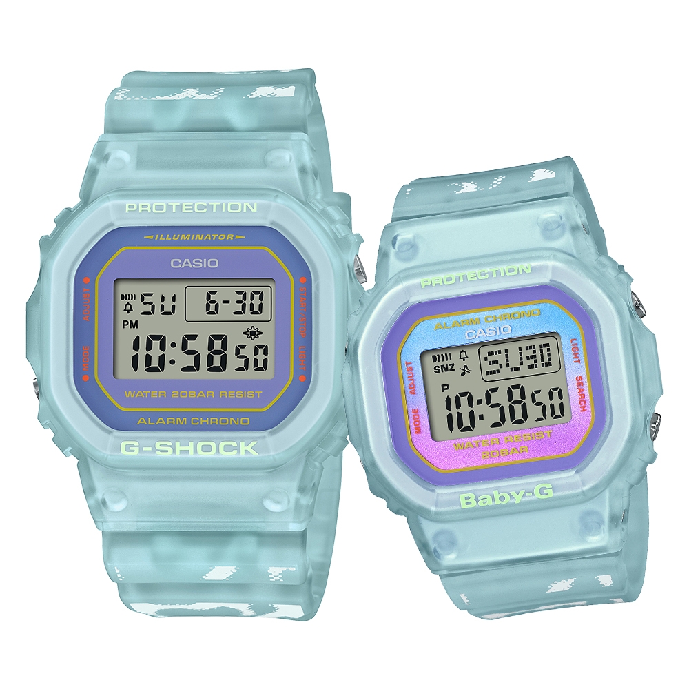 CASIO 卡西歐 G-SHOCK BABY-G 海藍夏日限量版 情侶對錶/SLV-21B-2