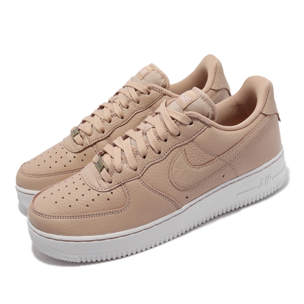 Nike 休閒鞋Air Force 1 07 CRAFT 男鞋 經典款 AF1 logo皮革壓紋 穿搭 卡其 白 CU4865-200