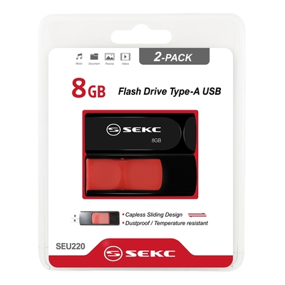 SEKC SEU220 8GB USB2.0伸縮式隨身碟2入包裝