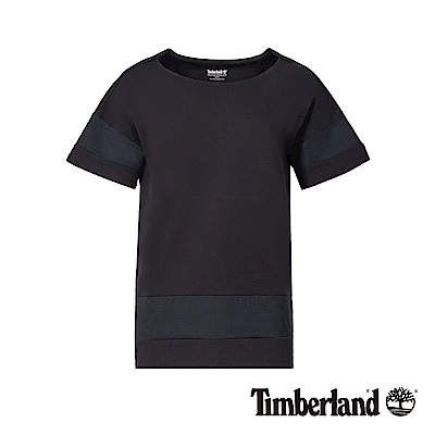 Timberland 女款黑色防UV拼接網格短袖T恤|B3514