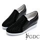 GDC-真皮沖孔金屬感水鑽內增高休閒鞋-黑色 product thumbnail 1
