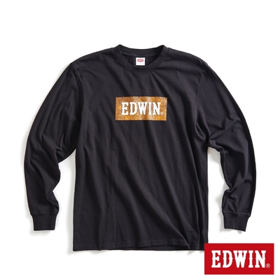 EDWIN 網路獨家 仿舊經典LOGO長袖T恤-男-黑色