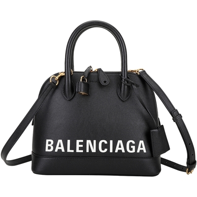 BALENCIAGA Ville Emma 大款 品牌字母牛皮手提/肩背貝殼包(黑色)