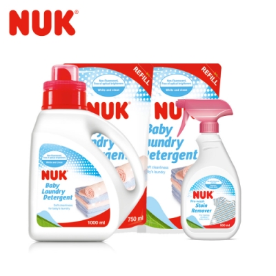 NUK-洗衣精去漬劑超值組(洗衣精1000ml+補充包750ml*2入+去漬劑500ml)