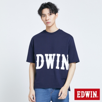 EDWIN EFS 寬版大LOGO短袖T恤-男-丈青色