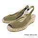 Tino Bellini 西班牙進口簡約麂皮魚口麻編楔型涼鞋 _ 綠 product thumbnail 1