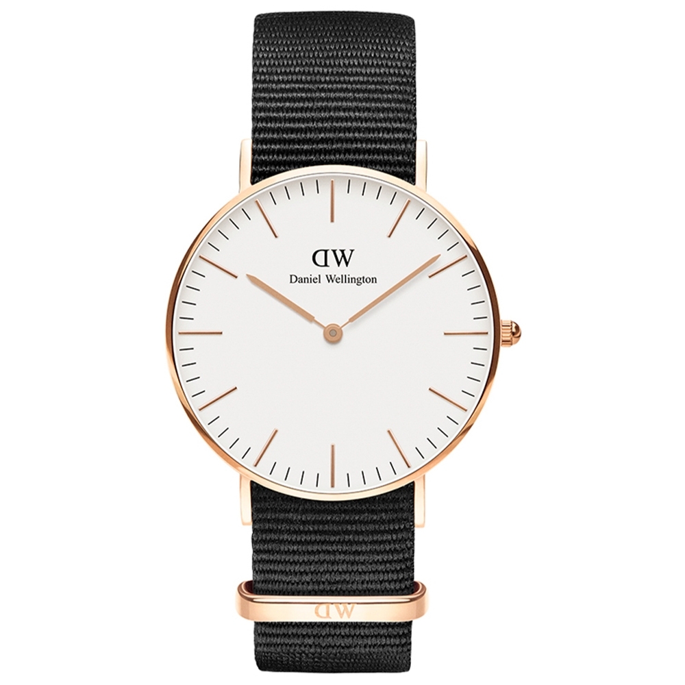 Daniel Wellington DW 手錶Classic Cornwall 36mm寂靜黑織紋錶絕版