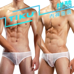 TIKU 梯酷 ~猛男呼吸 全透明網料三角男內褲 -白色(WN1766)