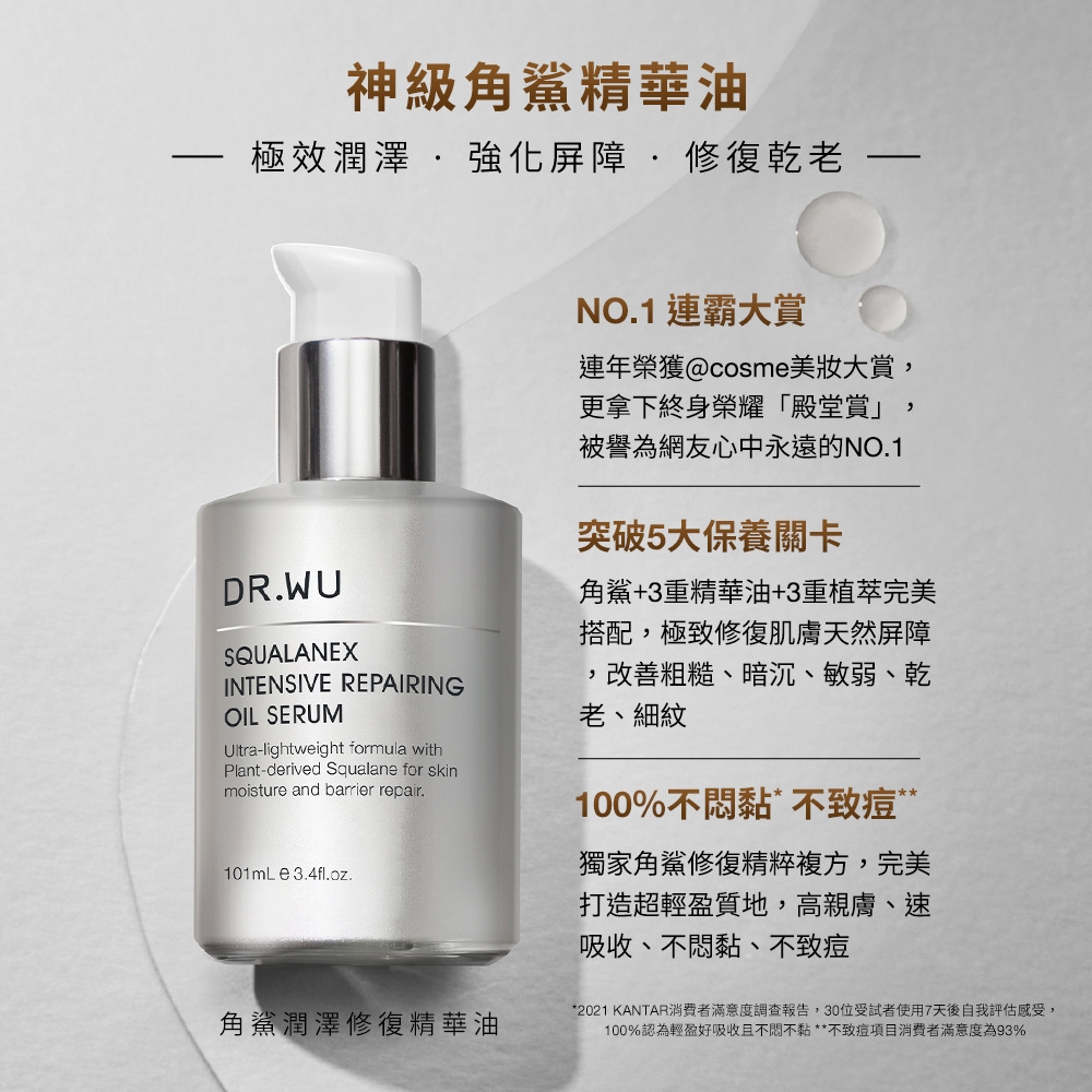 DR.WU角鯊潤澤修復精華油重量版20周年限定101ML | 精華液/安瓶| Yahoo