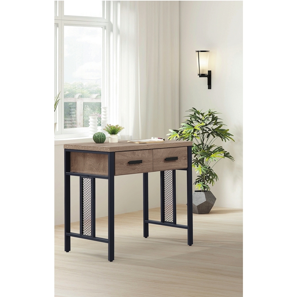 AS DESIGN雅司家具-格倫2.7尺兩抽鐵腳灰橡色書桌-80x60x81cm(兩色可選)