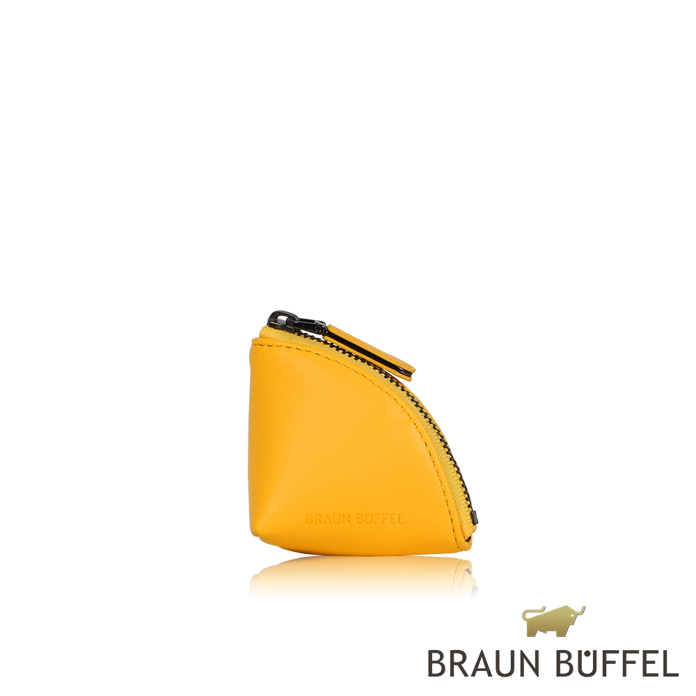 【BRAUN BUFFEL 德國小金牛】台灣總代理 芙洛拉 拉鍊零錢包-黃色小蒼蘭/BF804-160-YF