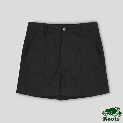 Roots 女裝- 摩登週間系列 車線造型高腰短褲-黑色