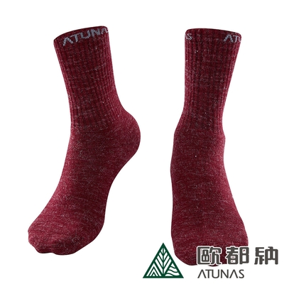 【ATUNAS 歐都納】中筒保暖雪襪A1AS2203N酒紅/輕柔舒適/運動襪/登山襪