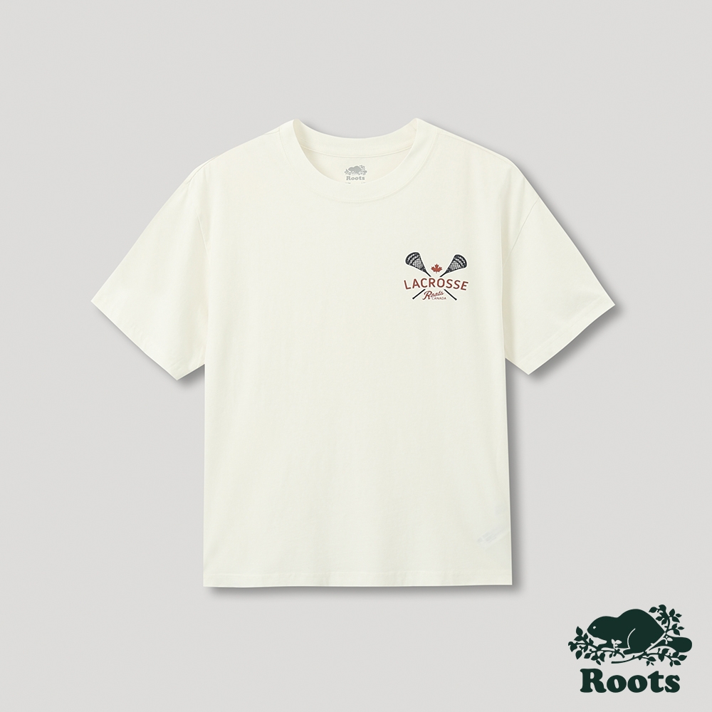 Roots 中性- 運動派對系列 袋棍球元素短袖T恤-白色