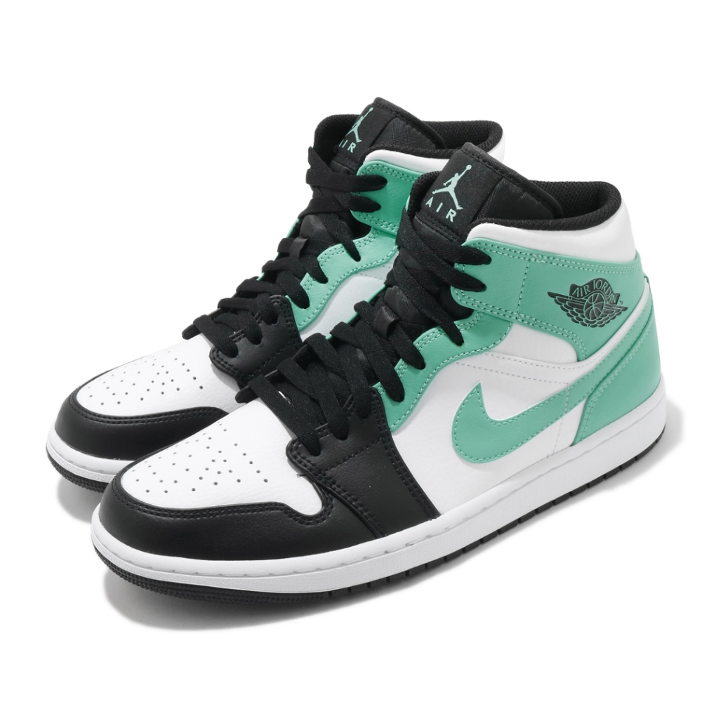 Nike 休閒鞋 Air Jordan 1代 Mid 男鞋 AJ1 喬丹 蒂芬妮綠 8孔 白 綠 黑 554724132