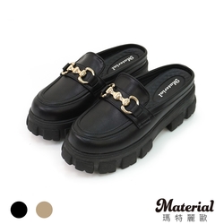 Material瑪特麗歐 【全尺碼23-27】女鞋 樂福鞋 MIT簡約銜釦厚底穆勒鞋 T52957