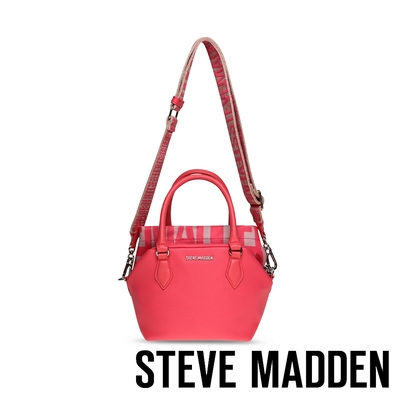 STEVE MADDEN-BAMAZED 皮革印花粗背袋斜背包-桃紅色