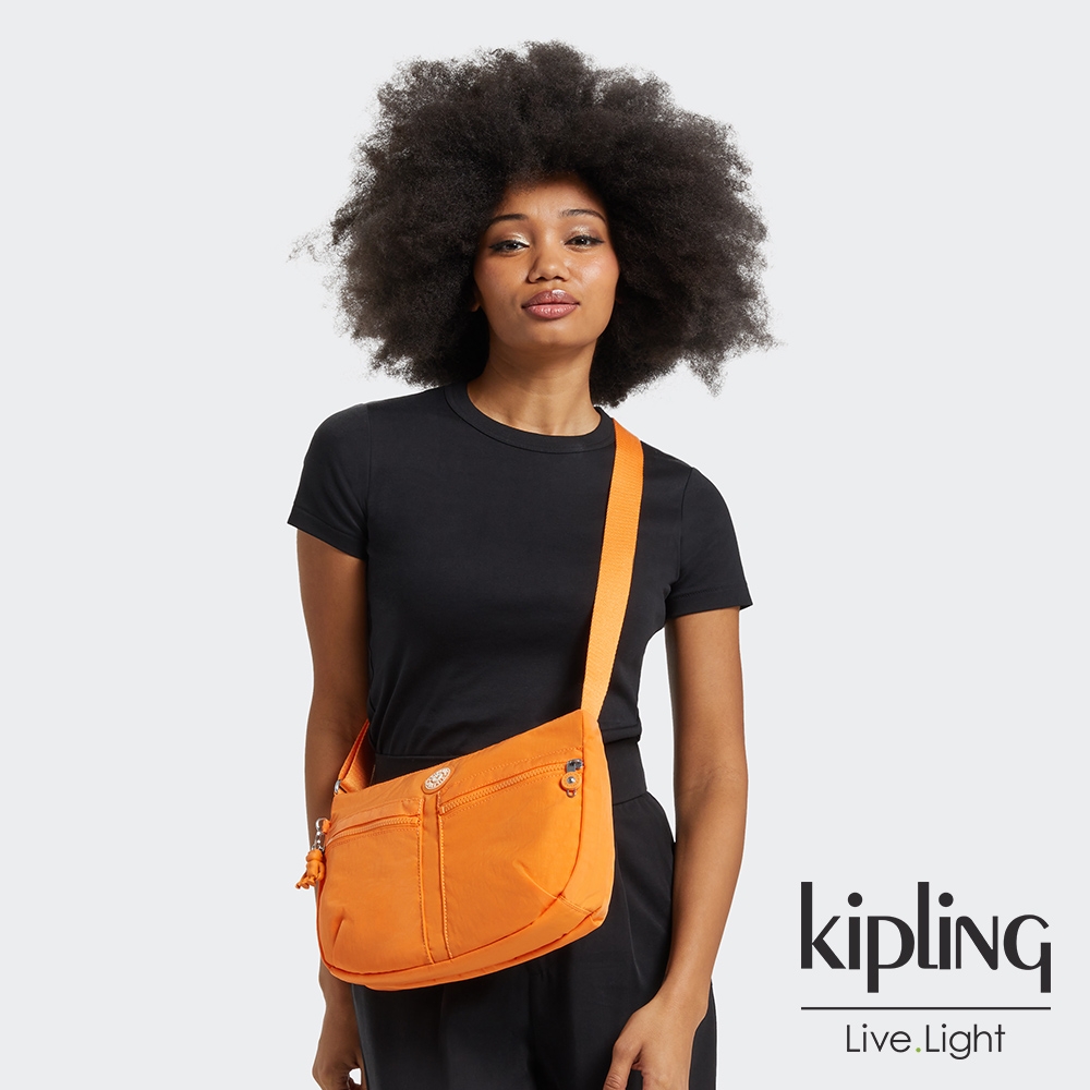 Kipling 橘子汽水泡泡色雙拉鍊前袋肩背包-IZELLAH