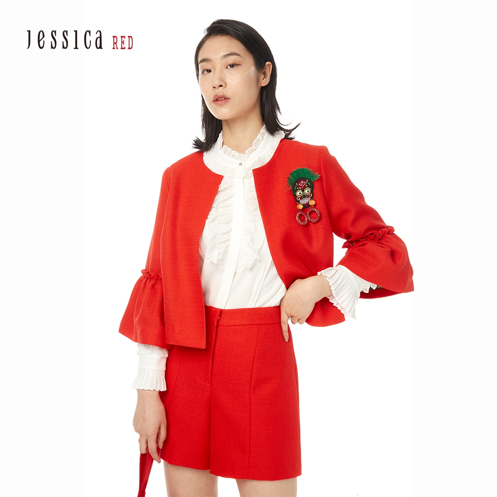 JESSICA RED- 時尚百搭直筒短褲（紅色）