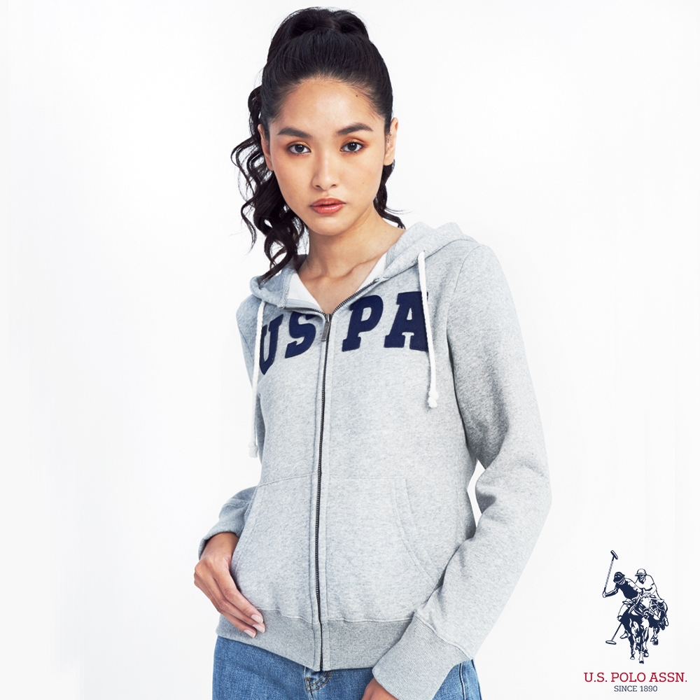 U.S. POLO ASSN. 女款USPA連帽外套-灰色