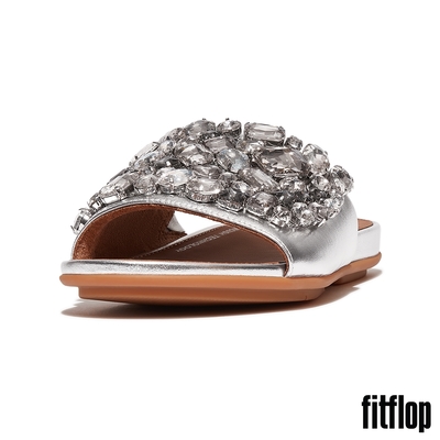 【FitFlop】GRACIE 華麗寶石金屬皮革涼鞋 -女(銀色)