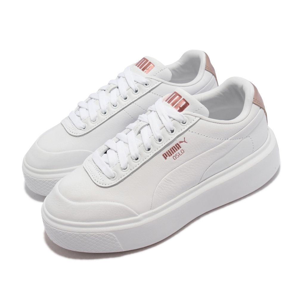 Puma 休閒鞋 Oslo Maja Clean Metal 女鞋 視覺增高 加厚 簡約 緩震 白 382783-02