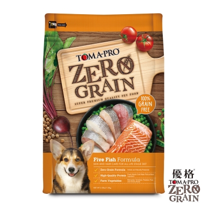 TOMA-PRO 優格 天然零穀食譜 全齡犬 護毛配方(5種魚)5.5磅