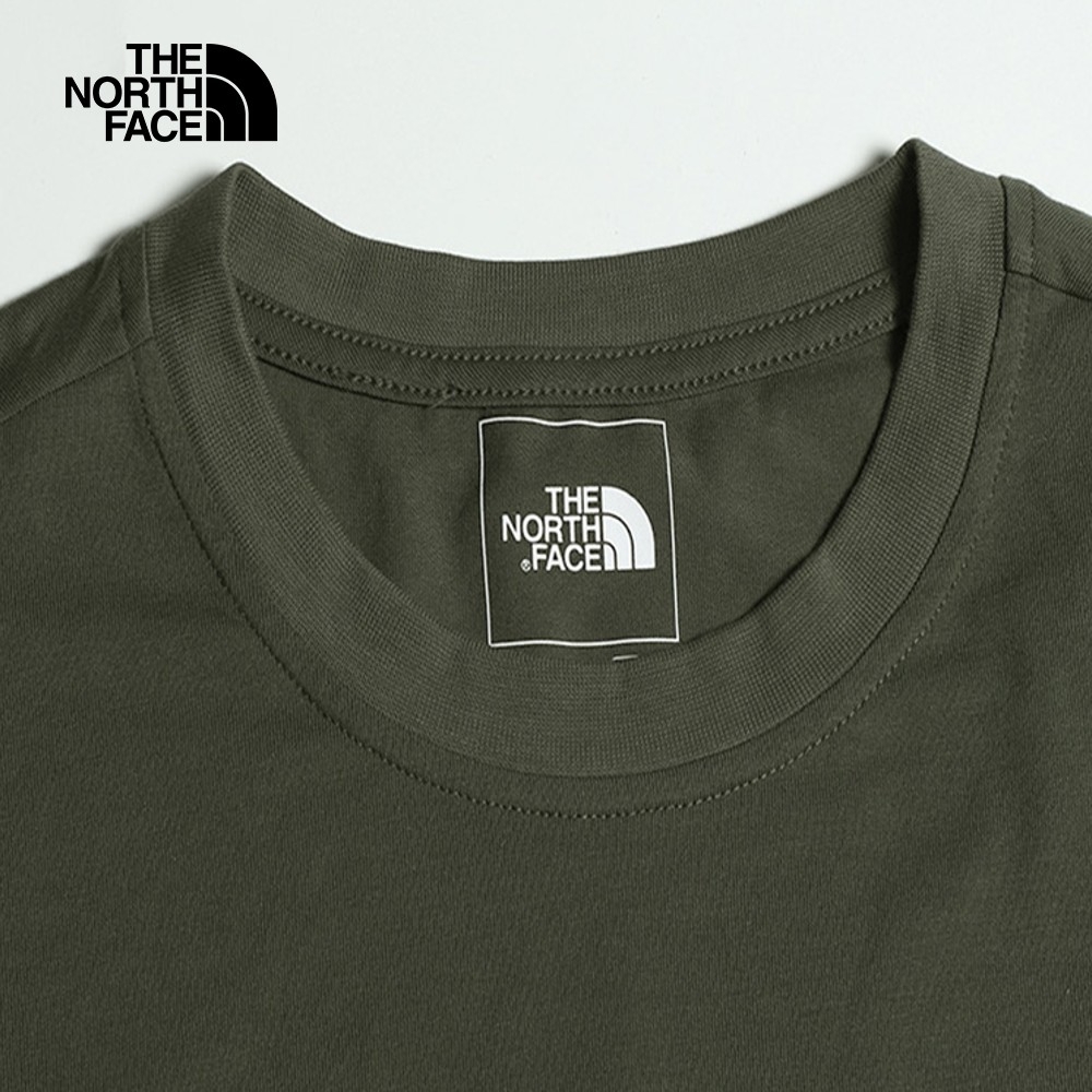 The North Face 官方旗艦】北面男款綠色吸濕排汗休閒圓領長袖上衣 