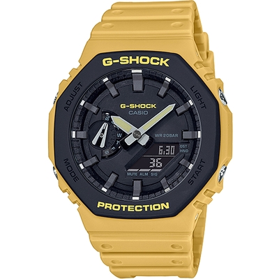 CASIO 卡西歐 G-SHOCK 農家橡樹 街頭軍事系列八角電子錶 送禮推薦-黑X黃 GA-2110SU-9A