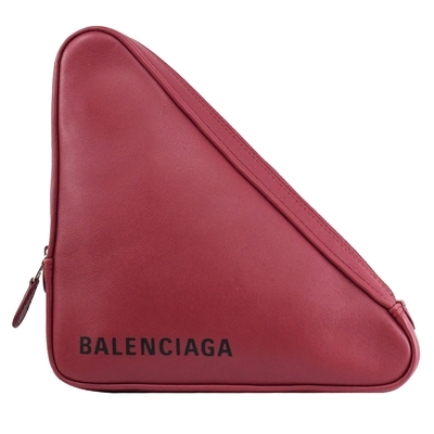 BALENCIAGA 字母logo三角造型拉鍊手拿包/萬用包(深紅)