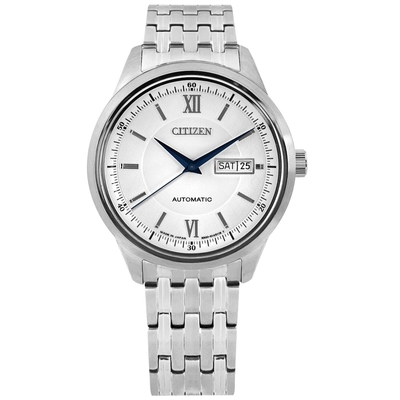 CITIZEN / 機械錶 自動上鍊 星期日期 不鏽鋼手錶 (NY4050-54A)-白色/40mm