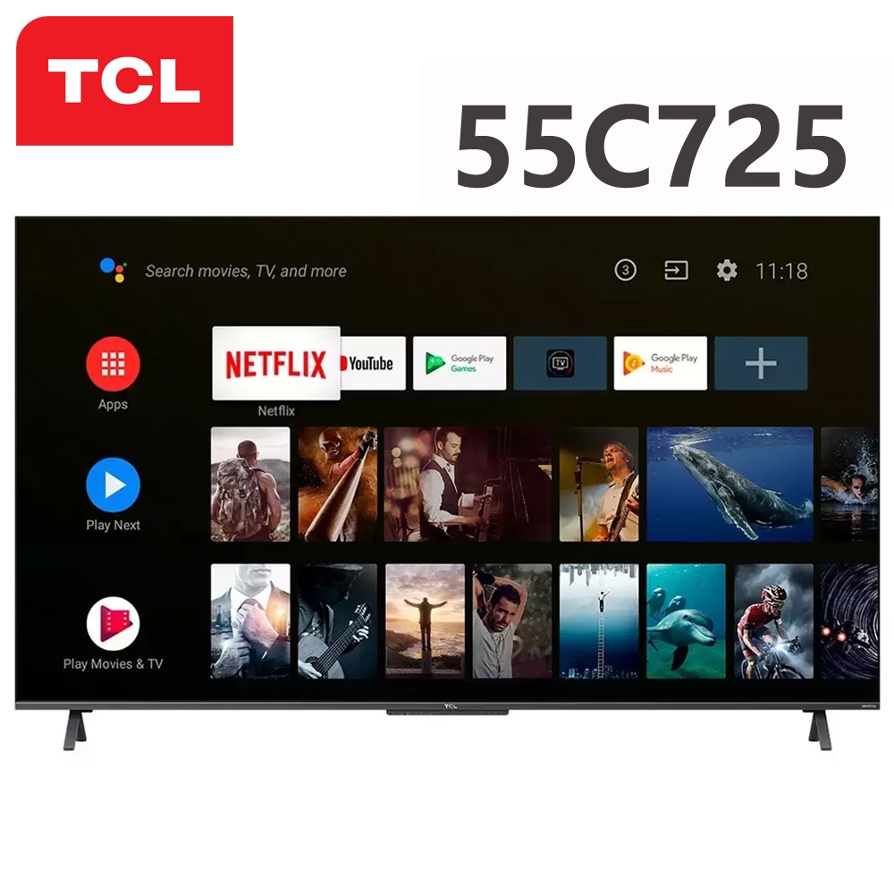 TCL 55吋 4K QLED量子連網液晶顯示器 55C725