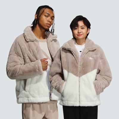 ADIDAS FUR LOGO JKT U 三葉草 男女休閒外套-米白-IN0982