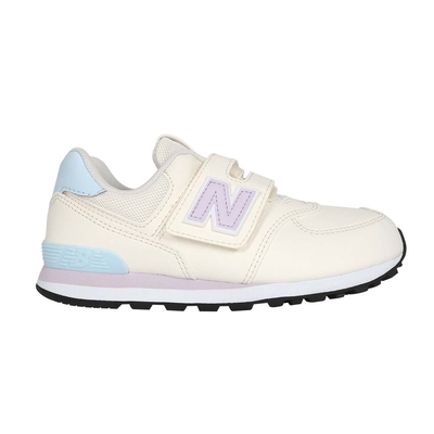 NEWBALANCE 女中童復古慢跑鞋-WIDE-574系列 N字鞋 寬楦 PV574KID 米白淺紫藍