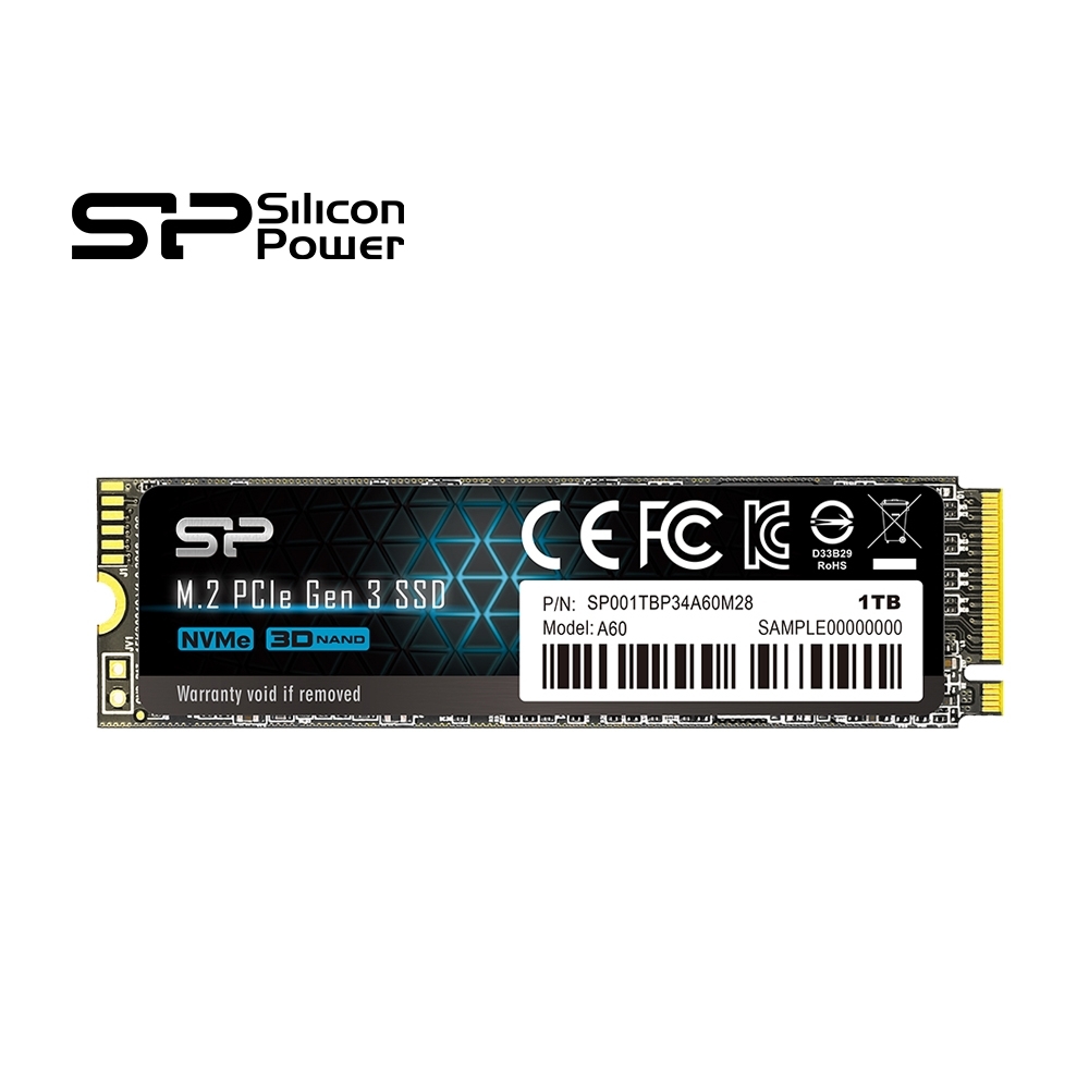 SP廣穎 P34A60 M.2 2280 NVMe PCIe Gen 3x4 1TB SSD固態硬碟