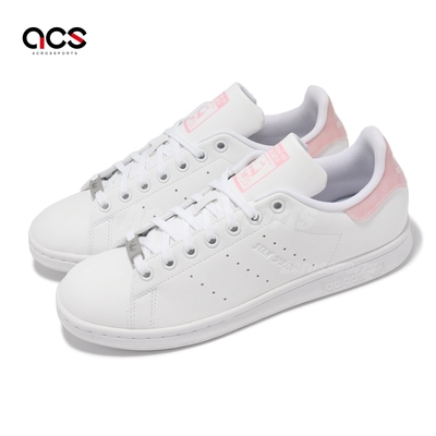 adidas 休閒鞋 Stan Smith J 大童 女鞋 白 粉 皮革 經典 史密斯 三葉草 愛迪達 ID5496