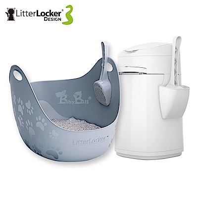 LitterLocker® Design 第三代貓咪鎖便桶+360°主子貓砂籃套組▲有專利正品，才有鎖臭抗菌▲