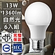 6入 歐洲百年品牌台灣CNS認證13W LED廣角燈泡E27/1360流明/自然光 product thumbnail 1