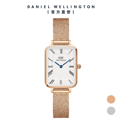 Daniel Wellington DW 手錶  QUADRO Roman numerals 20x26mm 小藍針系列麥穗式小方錶(兩色任選)