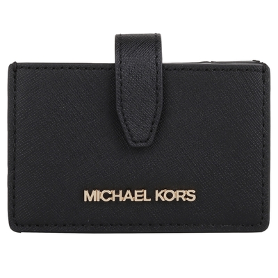 MICHAEL KORS 金字MK防刮PVC風琴式多卡名片夾(黑)